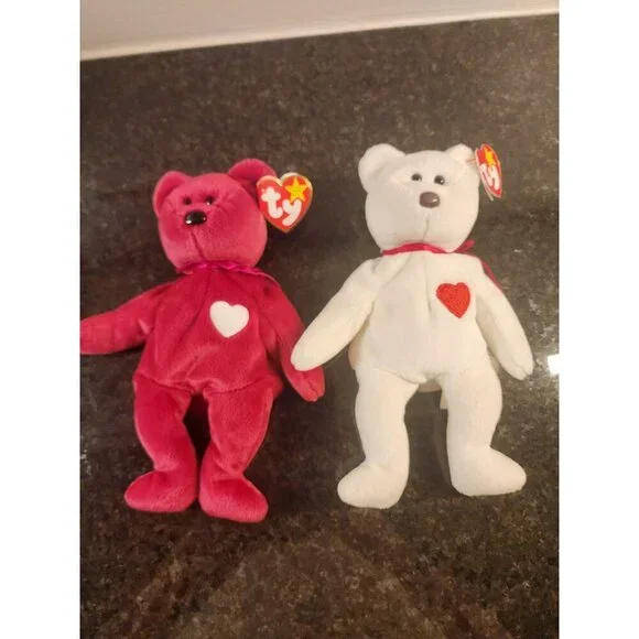 Ty Beanie Babies Valentino & Valentina Bears w/ Tags – '94 & '98 Brown Nose - Picture 5 of 13